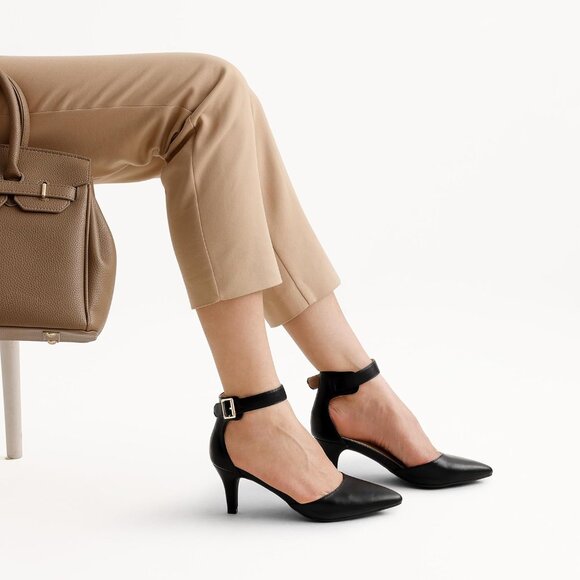 Dream Pairs Women's Black Pu Faux Suede pointed Toe Kitten Heels Pumps Shoes - Picture 7 of 7